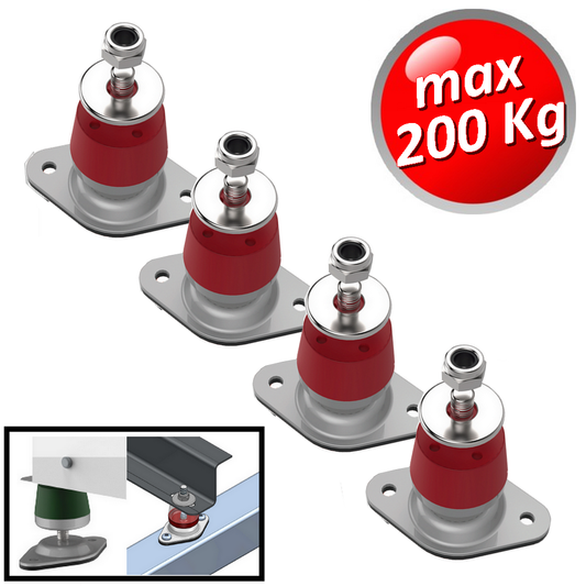 Set 4 pezzi Antivibrante in megol a basamento H regolabile portata 200Kg
