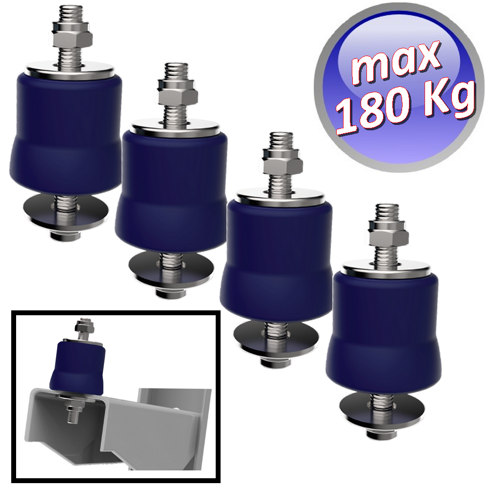 Set 4 pezzi Antivibrante in megol per staffa portata massima 180 Kg
