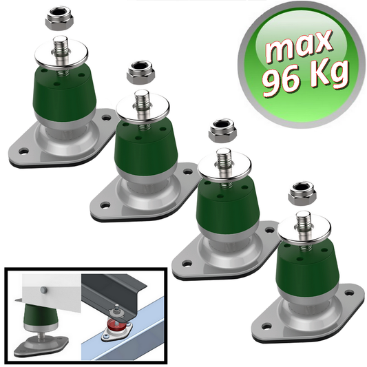 Set 4 pezzi Antivibrante in megol a basamento H regolabile portata 96 kg
