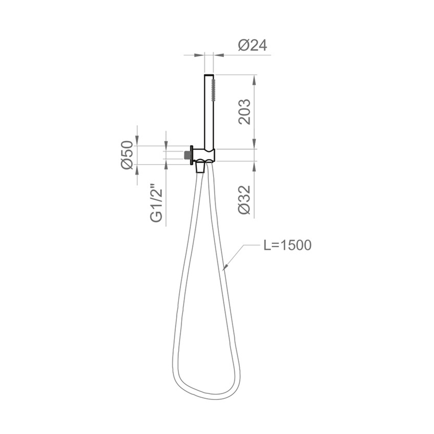 Kit doccia tondo presa acqua con supporto e doccetta in ottone