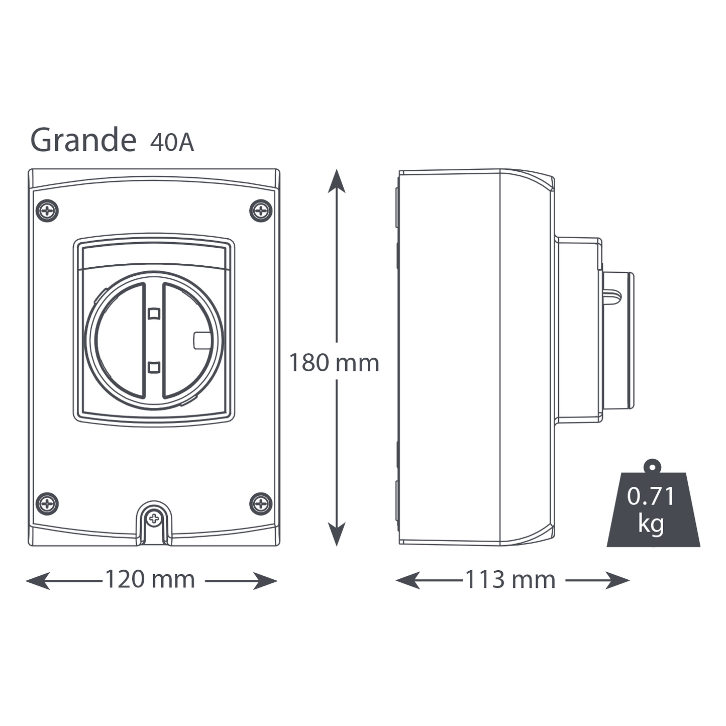 Interruttore Sezionatore elettrico con 4 poli da 40A