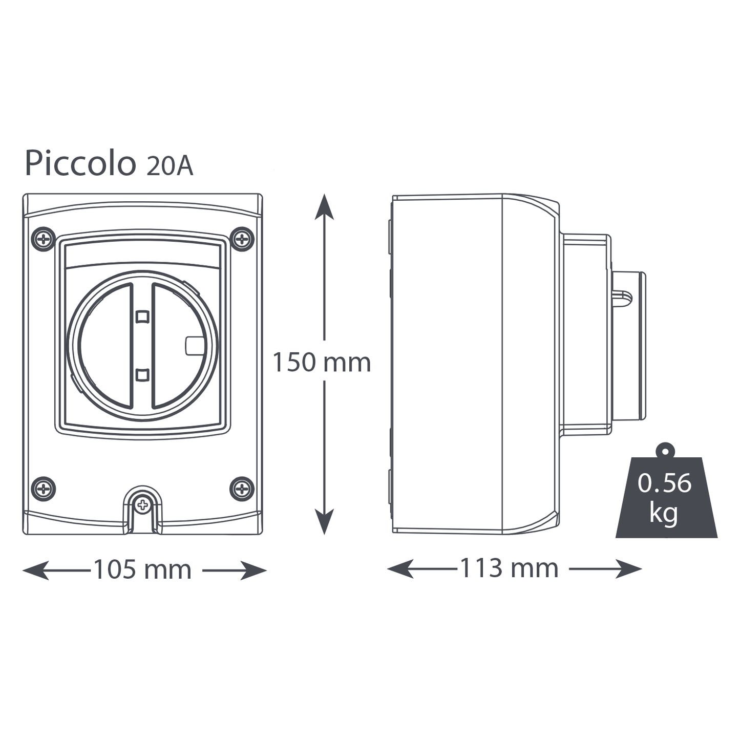 Interruttore Sezionatore elettrico con 3 poli da 20A