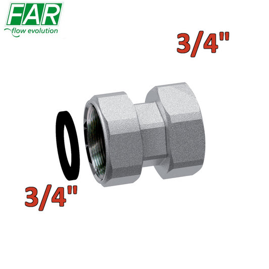 8321 - raccordo di giunzione in ottone cromo opaco doppio girello F-F 3/4'' x 3/4'' - FAR