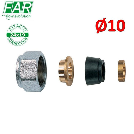 8427 - adattatore 24x19 per tubo rame Ø 10 mm , di tenuta in gomma a compressione - FAR