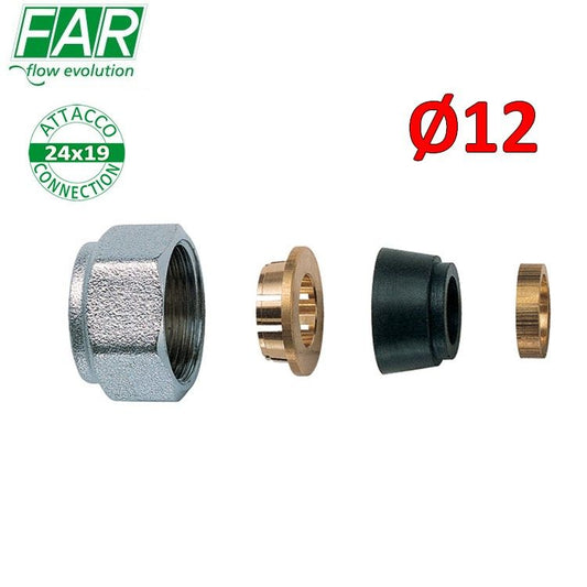 8427 - adattatore 24x19 per tubo rame Ø 12 mm , di tenuta in gomma a compressione - FAR