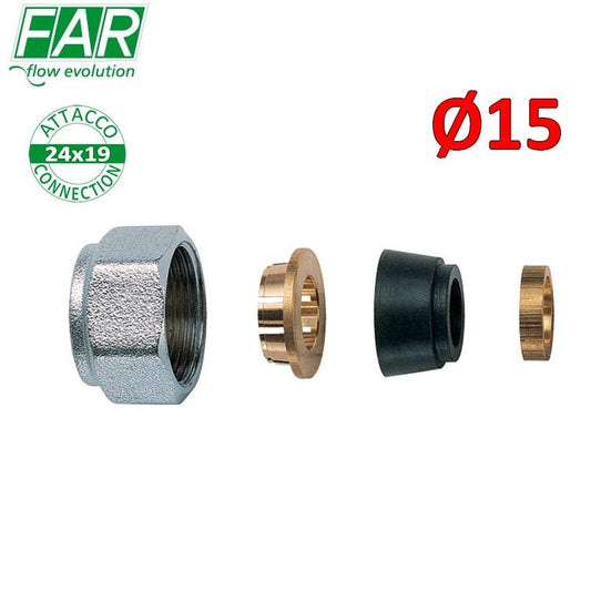 8429 - adattatore 24x19 per tubo rame Ø 15 mm , di tenuta in gomma a compressione - FAR