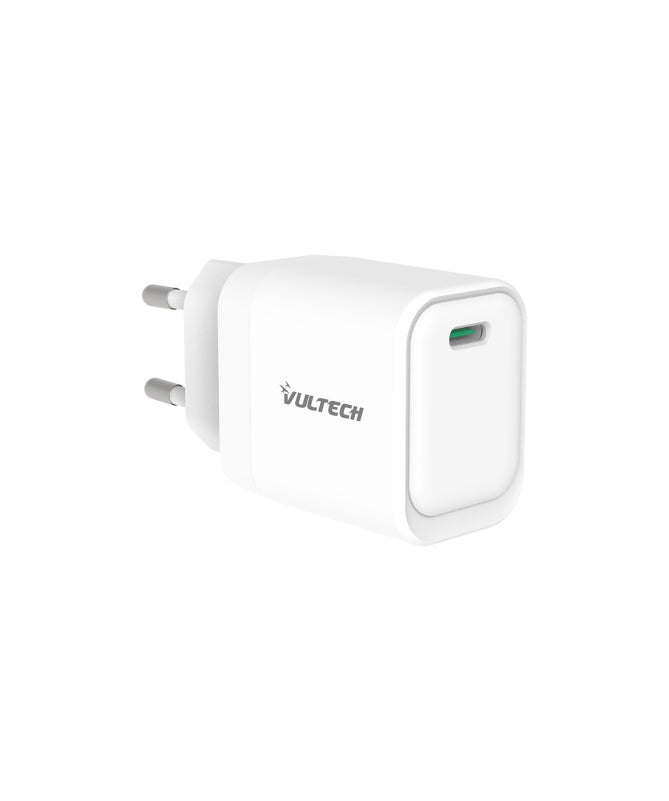 VULTECH CARICATORE ADATTATORE UNIVERSALE, 1 X TYPE-C PD30W GAN PPS 33W, BIANCO COMPATTO