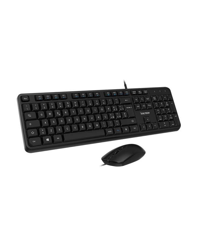 VULTECH TASTIERA E MOUSE BUNDLE, CON FILO USB, 2000DPI