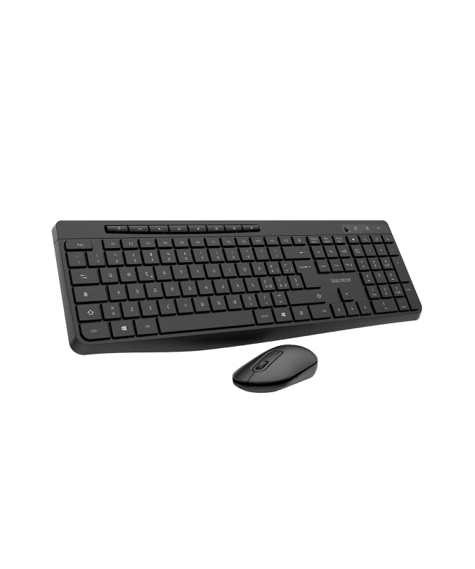 VULTECH TASTIERA E MOUSE BUNDLE, WIRELESS LOW PROFILE, TASTI FUNZIONALI, 1600DPI REGOLABILI 2,4GHZ