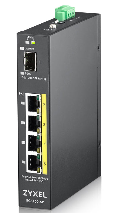 ZYXEL SWITCH INDUSTRIALE UNMANAGED, 4X GIGABIT POE 120W, DIN RAIL, ALIM. 12-58V DC
