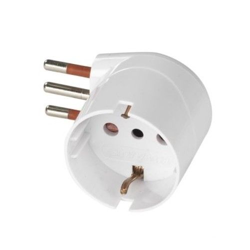 Schuko 90° 10A adapter, white
