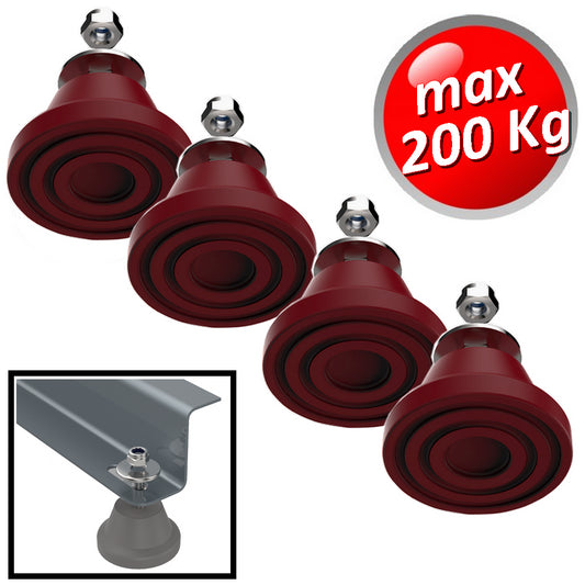 Megol floor anti-vibration mounts, maximum load 200 kg. Red colour - 4 pieces