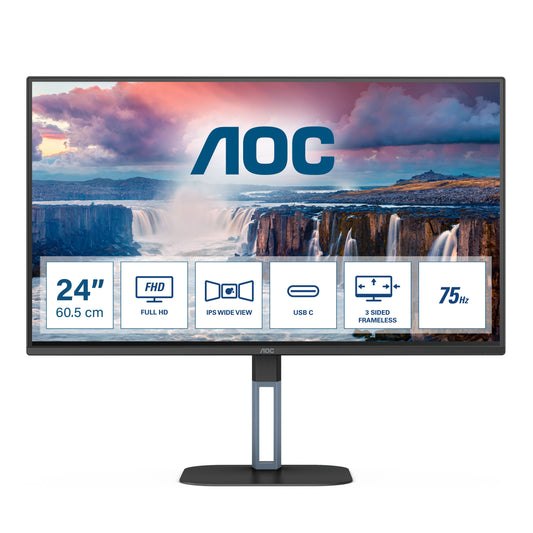 AOC V5 24V5CE/BK PC Monitor 60.5 cm (23.8") 1920 x 1080 pixels Full HD LED Black