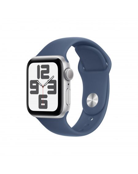 Apple Watch SE GPS 40mm Silver Aluminum Case with Denim Sport Band - S/M