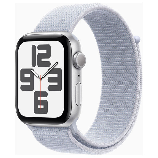 Apple Watch SE GPS 44mm Silver Aluminum Case with Cloud Blue Sport Loop