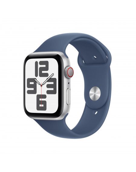 Apple Watch SE GPS + Cellular 44mm Silver Aluminum Case with Denim Sport Band - S/M