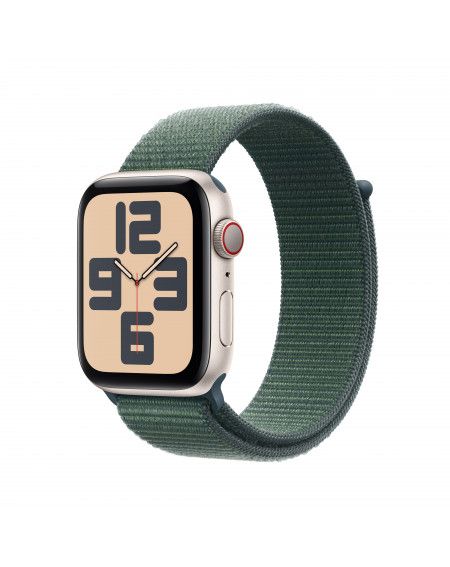 Apple Watch SE GPS + Cellular 44mm Galaxy Aluminum Case with Sport Loop, Lake Green