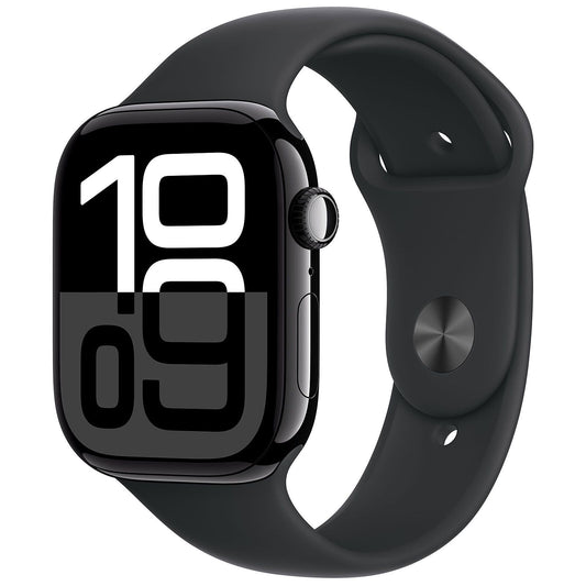 Apple Watch Series 10 GPS 46mm Jet Black Aluminum Case with Black Sport Band - S/M