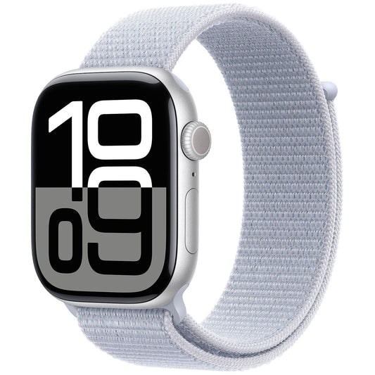 Apple Watch Series 10 GPS 46mm Silver Aluminum Case with Cloud Blue Sport Loop