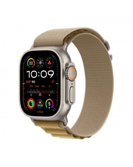 Apple Watch Ultra 2 GPS + Cellular 49mm Natural Titanium Case with Tan Alpine Loop - Small