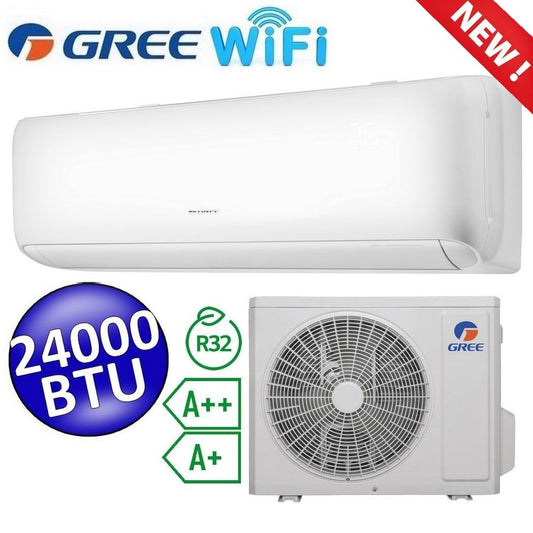 ARI Gree - Set Climatizzatore mono split 24000 Btu classe A++/A+ inverter R32 WiFi