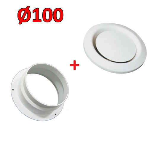 AUSTRAL - sleeve + anemostat in ABS Ø 100 mm adjustable air extraction and delivery valve