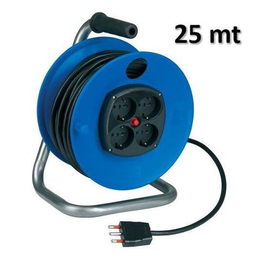 25-meter CR-type cable reel and extension cord with Italian plug - IP20 protection class