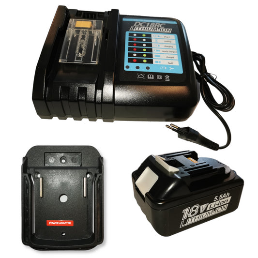 5.5 A lithium battery + charger and adapter for M10L pressure washer
