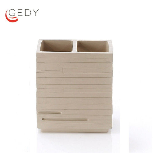 Bicchiere portaspazzolini Quadrotto Tortora Gedy