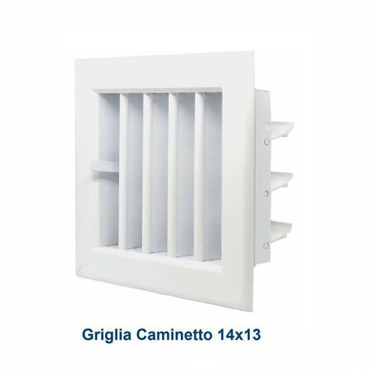 Air Vent 14x13cm White - Adjustable Fireplace Grill with Shutter