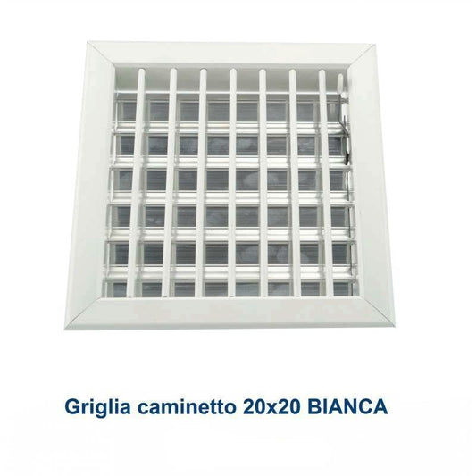 20x20cm WHITE Air Vent - Adjustable Fireplace Grill with Shutter