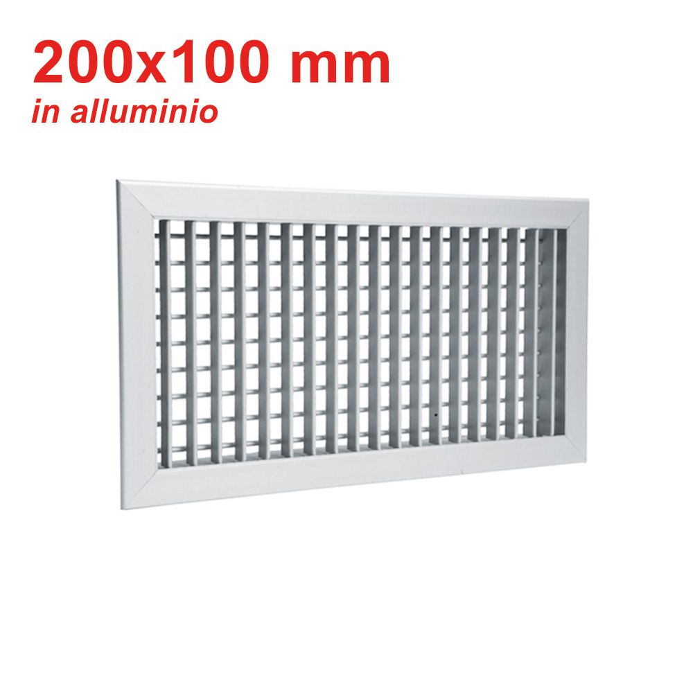Aluminum outlet nozzle - 200x100 mm with double row of movable fins