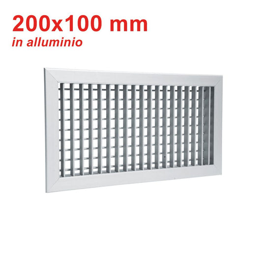 Aluminum outlet nozzle - 200x100 mm with double row of movable fins