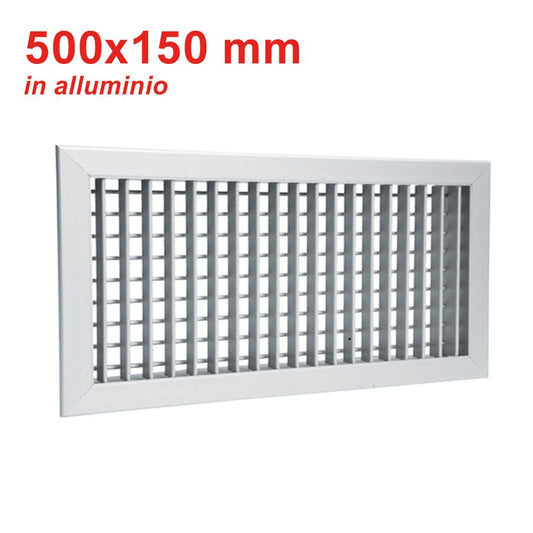500x150 mm anodized aluminum outlet nozzle with double row of movable fins