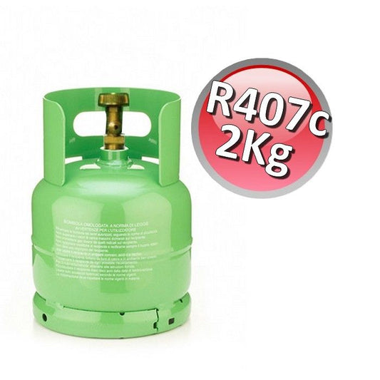 R407C gas cylinder with refillable tap - 2 kg net - air conditioning refrigerant