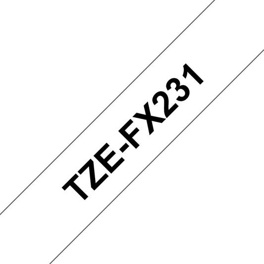 Brother TZE-FX231 Black on White TZ Label Tape