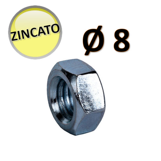 BAG OF 10 - M8 Zinc-Plated Hex Nut - OTER