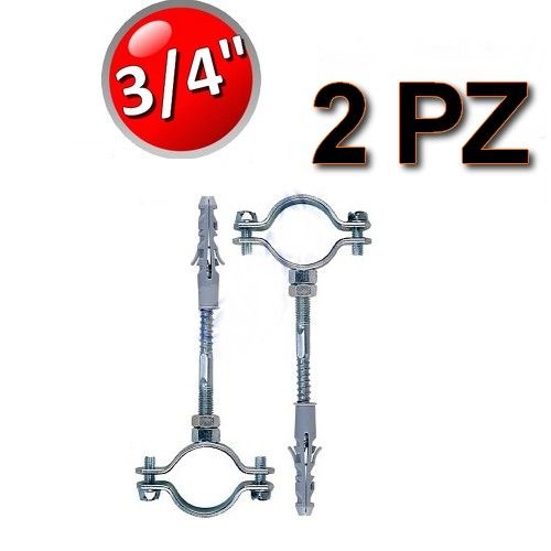 Collare in acciaio con vite e tassello per tubi Ø 3/4'' - busta 2 pezzi