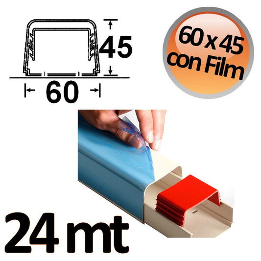 Canalina a copertura completa 60x45mm con film protettivo -24 mt