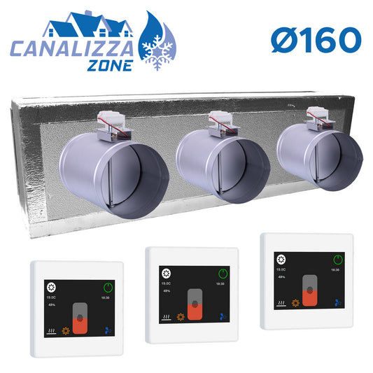 CANALIZZA.ZONE 2.0 WiFi - Motorized plenum for 3-zone air distribution Ø 160 mm - C-TOTAL excluded