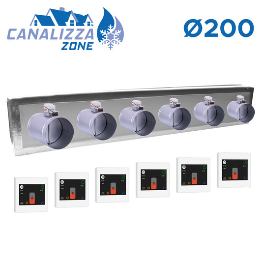 CANALIZZA.ZONE 2.0 WiFi - Motorized plenum for 6-zone air distribution Ø 200 mm - C-TOTAL excluded