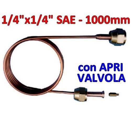 Capillare di carica 1/4'' sae L.1000 mm con aprivalvola D.1,68x2 mm