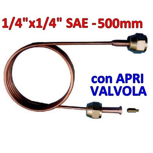 Capillare di carica 1/4'' sae L.500 mm con aprivalvola D.1,68x2 mm