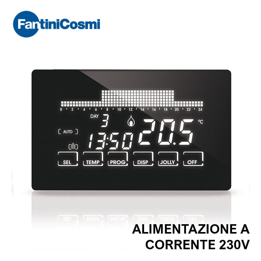 CH193 Cronotermostato ultrapiatto touch-screen con programmazione settimanale a 230V Fantini Cosmi