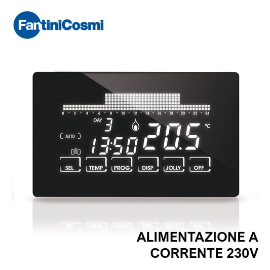 CH193 Cronotermostato ultrapiatto touch-screen con programmazione settimanale a 230V Fantini Cosmi