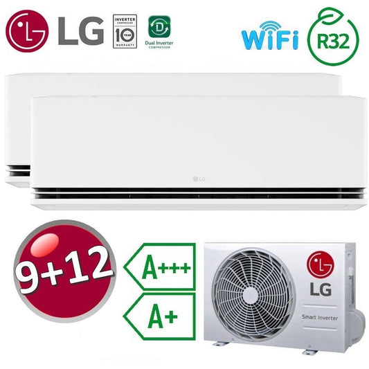 LG Dualcool DELUXE WiFi Gold Fin A+++ / A+ 9000+12000 dual split air conditioner