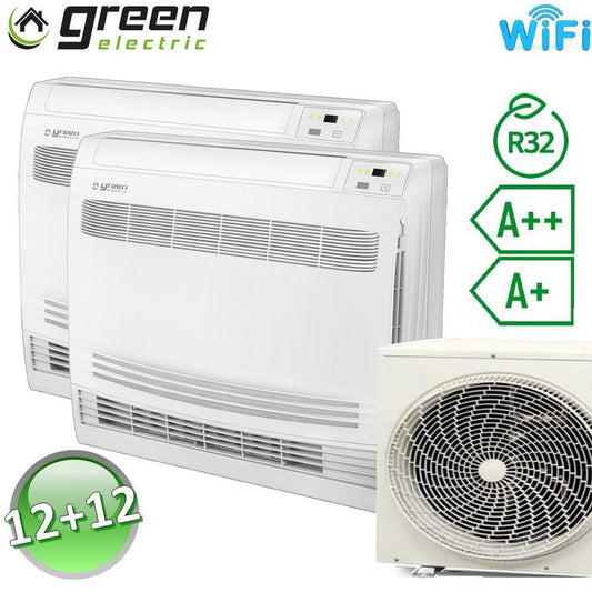 Dual 12000+12000 Btu console floor R32 A++/A+ Green Electric EVO (UE 5.2) air conditioner with WiFi