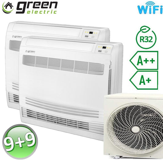 Dual 9000+9000 Btu console floor air conditioner R32 A++/A+ Green Electric EVO (UE 4.1) with WiFi