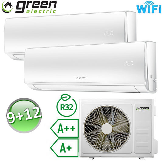Green Electric EVO (UE 5.2) 9000+12000 BTU R32 A++/A+ dual split air conditioner - WiFi integrated
