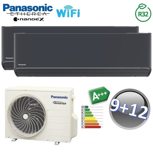 Panasonic ETHEREA GRAPHITE GREY 9000+12000 BTU A+++ WIFI NanoeX dual split air conditioner